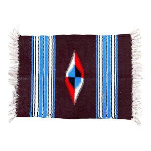 Woven Southwest Wool & Cotton Centerpiece Placemat Dollhouse Rug Fringed Edges